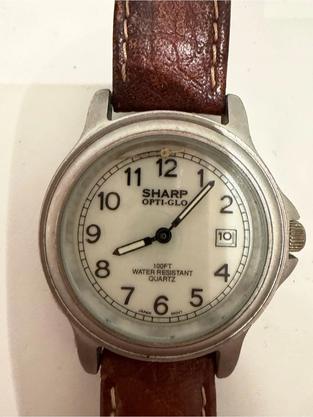 Sharp Opti-Glo Classic Brown Leather Analog Watch